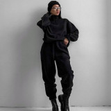 Casual Loose Zipper Sweatshirt Pants Suit YMZY-5972
