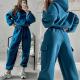 Solid Color Sport Sweatshirt Two Piece Pants Set YMZY-1052