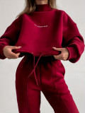 Print Long Sleeve Sweatshirt Two Piece Pants Set YMZY-1051