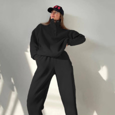 Fashion Button Stand Collar Set Two Piece Pants Set YMZY-6825