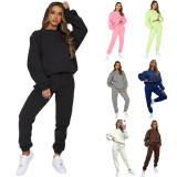 Solid Color Long Sleeve Sweatshirt Two Piece Pants Set YMZY-9835