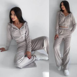 Long Sleeve Hooded Sweatshirt Two Piece Pants Set YMZY-1941