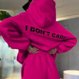 Letter Print Long Sleeve Hooded Casual Pants Suit YMZY-19873