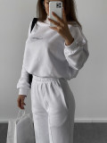 Print Long Sleeve Sweatshirt Two Piece Pants Set YMZY-1051