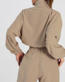 Casual Zipper Long Sleeve Two Piece Pants Set YMZY-1964