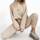 Print Long Sleeve Sweatshirt Two Piece Pants Set YMZY-1051