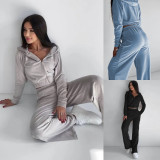 Long Sleeve Hooded Sweatshirt Two Piece Pants Set YMZY-1941