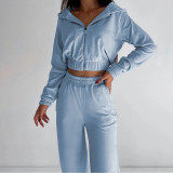 Long Sleeve Hooded Sweatshirt Two Piece Pants Set YMZY-1941