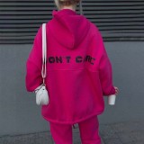 Letter Print Long Sleeve Hooded Casual Pants Suit YMZY-19873