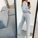 Casual Long Sleeve Loose Long Sleeve Pants Suit YMZY-1056