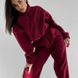 Casual Loose Zipper Sweatshirt Pants Suit YMZY-5972