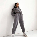 Casual Loose Zipper Sweatshirt Pants Suit YMZY-5972