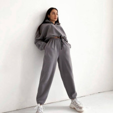 Casual Loose Zipper Sweatshirt Pants Suit YMZY-5972