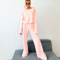 Casual Long Sleeve Loose Long Sleeve Pants Suit YMZY-1056