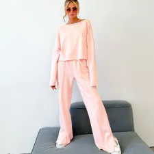 Casual Long Sleeve Loose Long Sleeve Pants Suit YMZY-1056