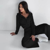 Long Sleeve Hooded Sweatshirt Two Piece Pants Set YMZY-1941