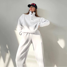 Fashion Button Stand Collar Set Two Piece Pants Set YMZY-6825