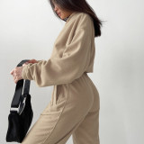 Casual Zipper Long Sleeve Two Piece Pants Set YMZY-1964
