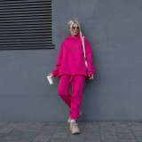 Letter Print Long Sleeve Hooded Casual Pants Suit YMZY-19873