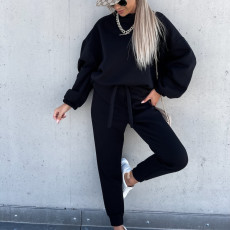 Solid Color Hooded Long Sleeve Pants 2 Piece Set YMZY-9837