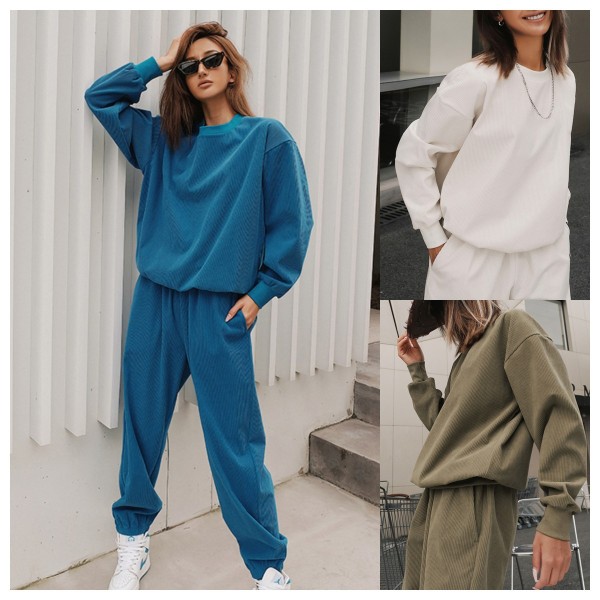 Sport Casual Long Sleeve Sweatshirt Pants Suit YMZY-21174