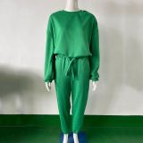 Solid Color Hooded Long Sleeve Pants 2 Piece Set YMZY-9837