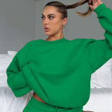 O Neck Long Sleeve Casual Loose Shorts Suit YMZY-1080