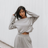 Loose Solid Color Casual Sweatshirt Pants Suit YMZY-9831