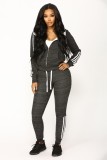 Letter Print Hooded Long Sleeve Sweatshirt Pants Suit YMZY-021