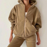 Fashion Sports Casual Zipper Sweatshirts Pants Set YMZY-505