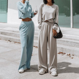 Loose Solid Color Casual Sweatshirt Pants Suit YMZY-9831