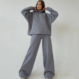 Long Sleeve Hooded Sweatshirt Loose 2 Piece Set YMZY-605