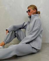 Long Sleeve Stand Neck Zipper Sport Pants Suit YMZY-5960