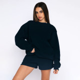 O Neck Long Sleeve Casual Loose Shorts Suit YMZY-1080
