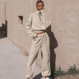 Solid Color Casual Sweatshirt Pants Suit YMZY-9833