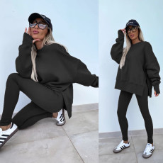 Long Sleeve Solid Sweatshirt Skinny Pants Suit YMZY-60040