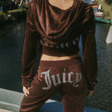 Hot Drill Letter Print Hoodies Loose Pants Suit YMZY-9637