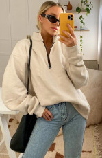 Long Sleeve Zipper Patchwork Sweatshirt Tops YMZY-11505