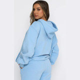 Solid Color Hooded Sweatshirt Two Piece Pants Set YMZY-11905