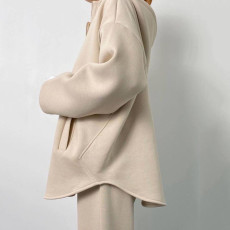 Loose Zipper Hooded Tops Two Piece Pants Set YMZY-6818