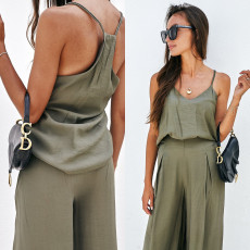 Casual Sport Sling Tops And Pants Solid Suit YMZY-8028