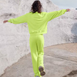 Solid Color Long Sleeve Sweatshirt Pants 2 Piece Set YMZY-12911