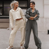 Sport Hooded Long Sleeve Casual Two Piece Pants Set YMZY-8033