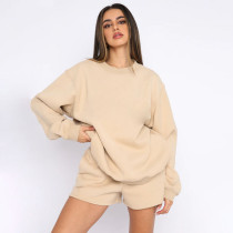 O Neck Long Sleeve Casual Loose Shorts Suit YMZY-1080