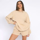 O Neck Long Sleeve Casual Loose Shorts Suit YMZY-1080