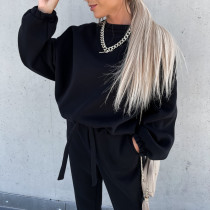 Solid Color Hooded Long Sleeve Pants 2 Piece Set YMZY-9837