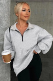 Long Sleeve Zipper Patchwork Sweatshirt Tops YMZY-11505