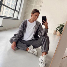 Fashion Sports Casual Zipper Sweatshirts Pants Set YMZY-505