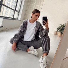 Fashion Sports Casual Zipper Sweatshirts Pants Set YMZY-505