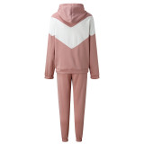 Sport Color Block Hooded Sweatshirt 2 Piece Pants Set YMZY-7106